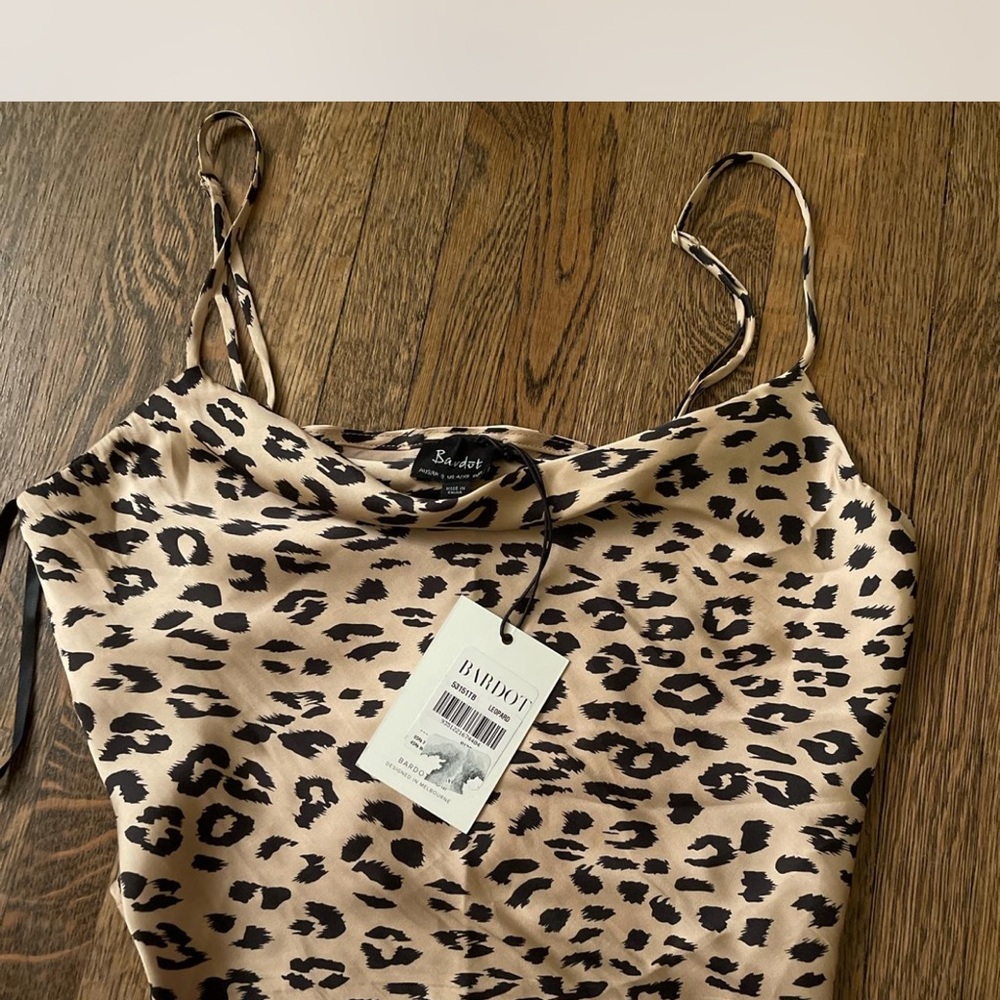 Bardot Leopard Print Cowl Neck Camisole - Beige and Black